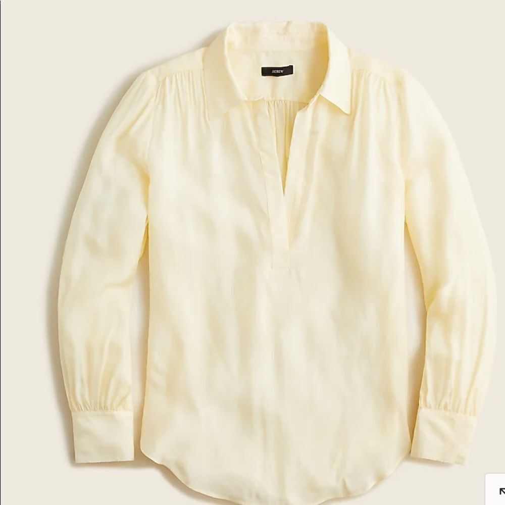 J. CREW Eco cupro collared‎ V-neck popover top Pale Chamois Size Medium